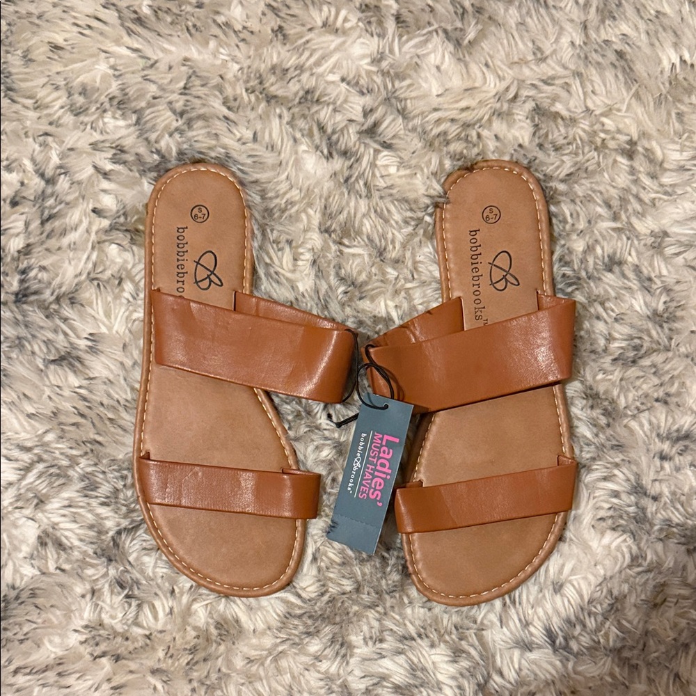 Bobbie Brooks Brown Slide Sandals